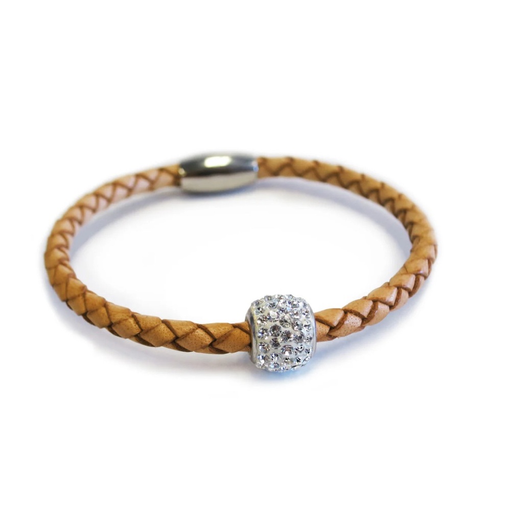 Liza Schwartz Single Silver Bedazzle Leather Bracelets